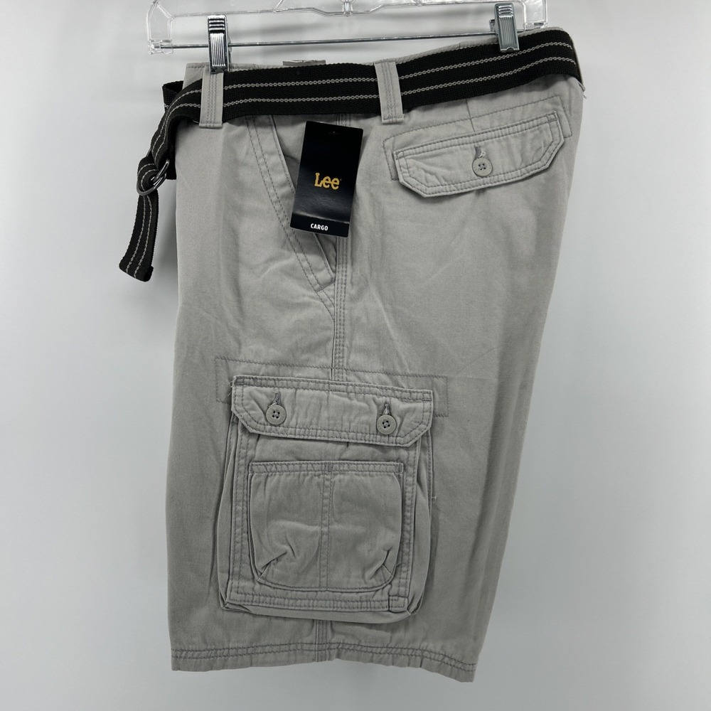 New Lee Shorts Men's 30 Khaki Belt Cargo Cotton Casual Outdoor Sports Hiker NWT